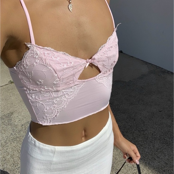 Princess Polly Tops - Princess Polly Blush Pink lace Top